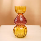 Amber Gradient Bubble Glass Vase - Retro Modern Stacked Decor