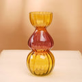 Amber Gradient Bubble Glass Vase - Retro Modern Stacked Decor