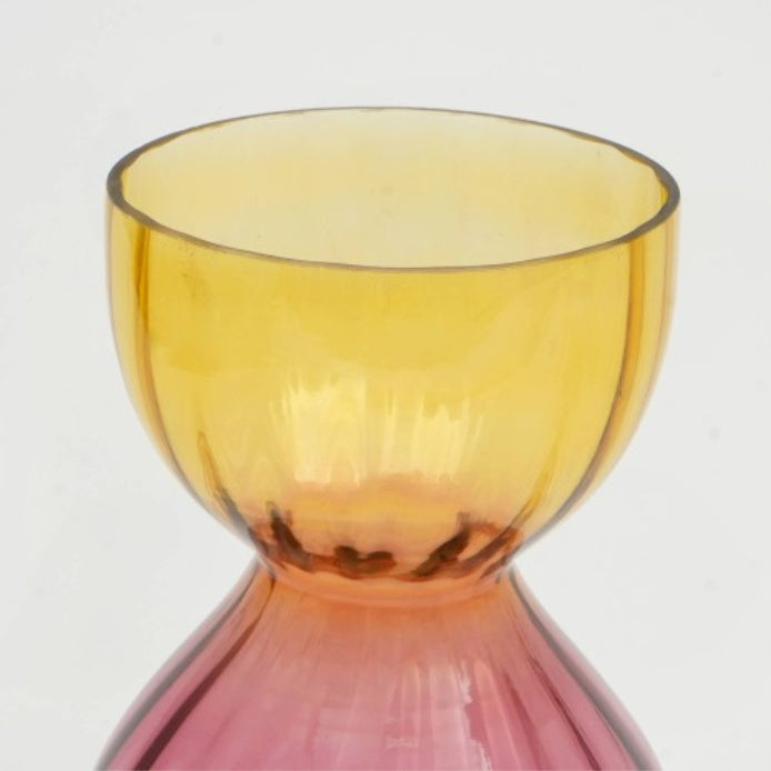 Amber Gradient Bubble Glass Vase - Retro Modern Stacked Decor