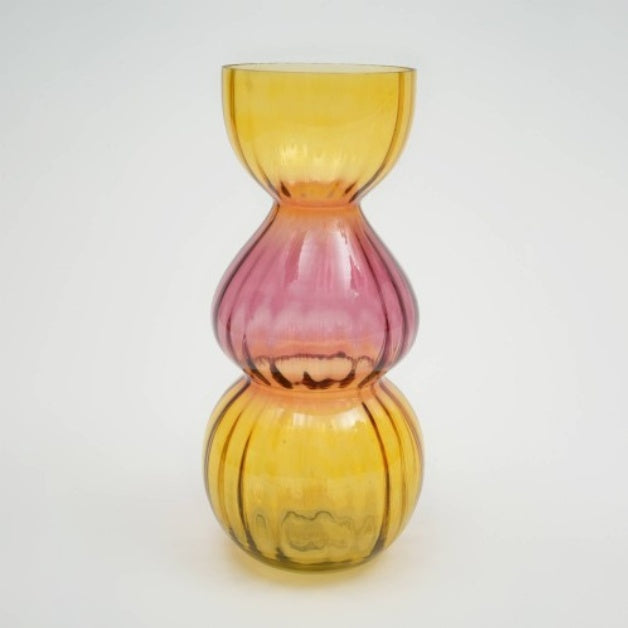 Amber Gradient Bubble Glass Vase - Retro Modern Stacked Decor