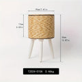 Woven Rattan Planter with Wooden Stand - Boho Plant Pot Holder