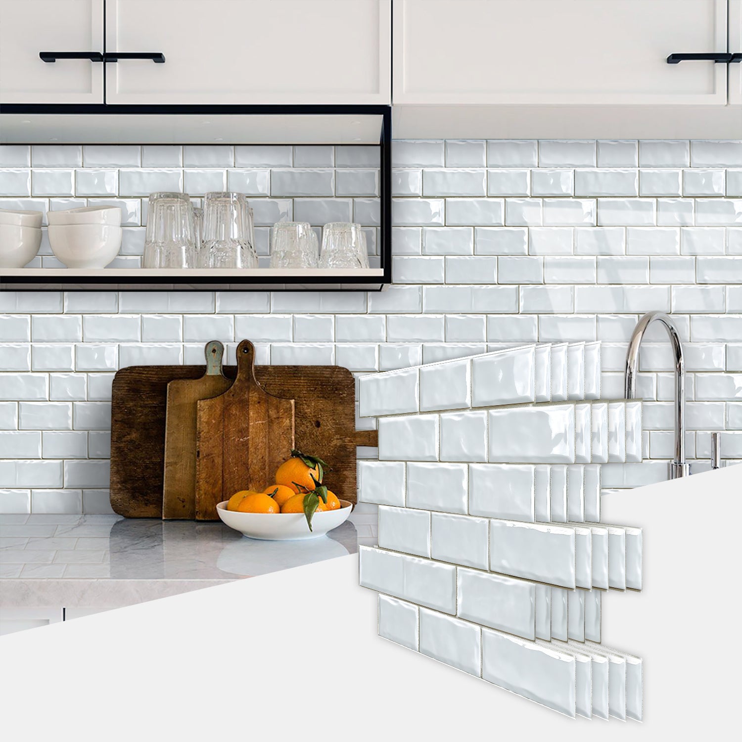White Wall Stickers For Kitchen And Bathroom Walls