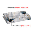 Blue Watercolor Floral Duvet Cover Set - 3-Piece Soft Bedroom Bedding