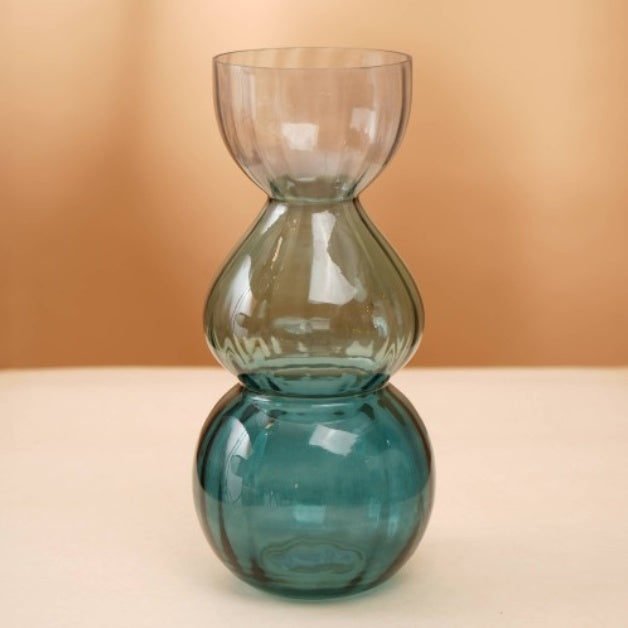 Ombre Bubble Glass Vase - Gradient Hourglass Statement Decor
